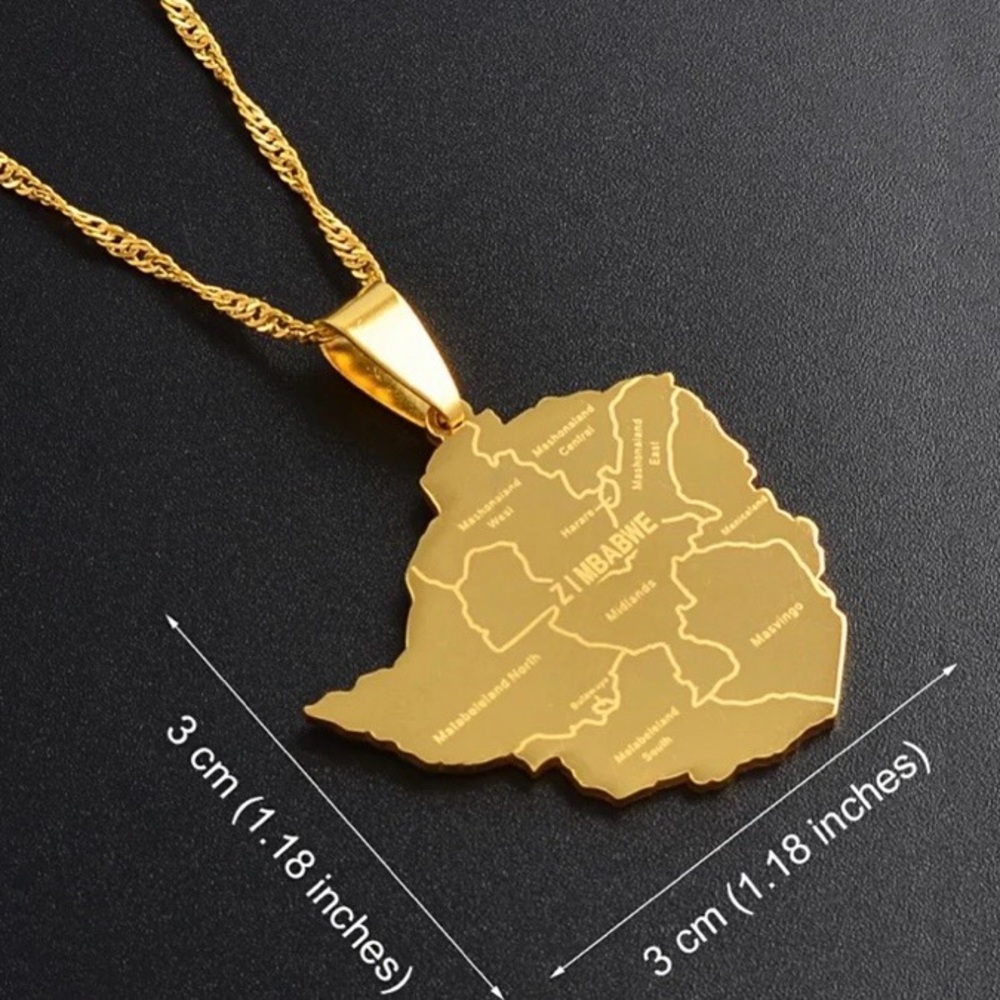 ZIMBABWE MAP PENDANT 18k Gold Plated - Picture 12 of 12
